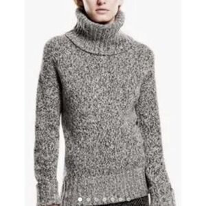 Theory Womens Ribbed Long Sleeve Wool Blend Turtleneck Pullover Knit Sweater M